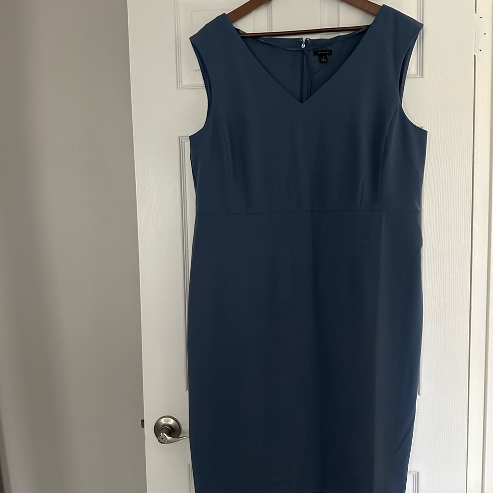 Ann Taylor Blue V-Neck Midi Dress
